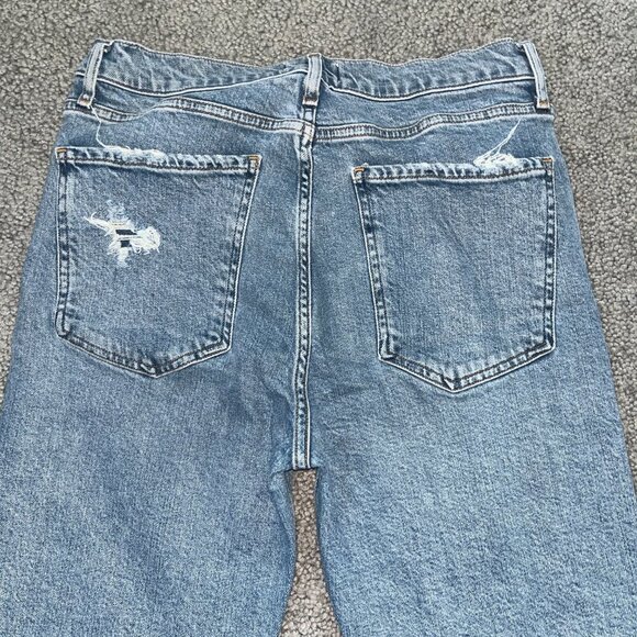 AGOLDE LOS ANGELES SOPHIE CHEWED HEM ORGANICALLY GROWN COTTON BLEND BLUE JEAN 29 - Picture 11 of 11
